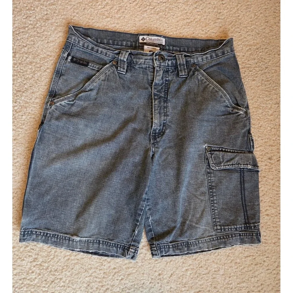 Columbia Denim Cargo Shorts Mens 30 Y2K Baggy Carpenter Skater Workwear Gorpcore